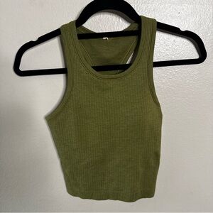 lululemon athletica Ebb to Street Olive Ribbed Racerback Crop Tank size 4